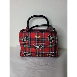 SOLD DONT BUY.  Christmas Scottie Dog Handbag With Red Plaid Pattern